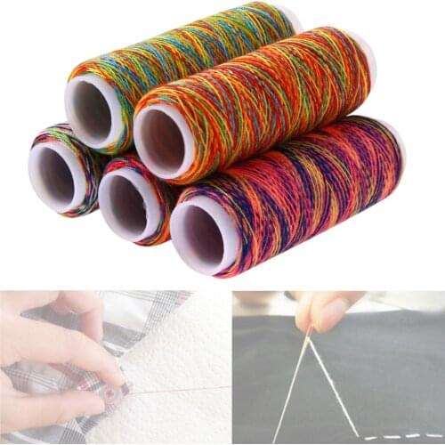 5Pcs Rainbow Color Sewing Threads Embroidery Sewing Thread Kit DIY Quilting Yarn Thread Craft Home Sewing Accessories