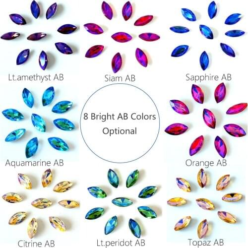 9x18mm 36pcs Horse eye Shapes Colorsful Crystal Pointback Rhinestones Glass Strass Fancy Stones For Phone Decoration Y3354