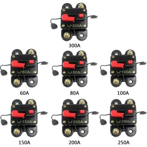 Car Waterproof Circuit Breaker with Manual Reset for Car Audio Trolling Motor 12-24V Automotive Replacement Parts