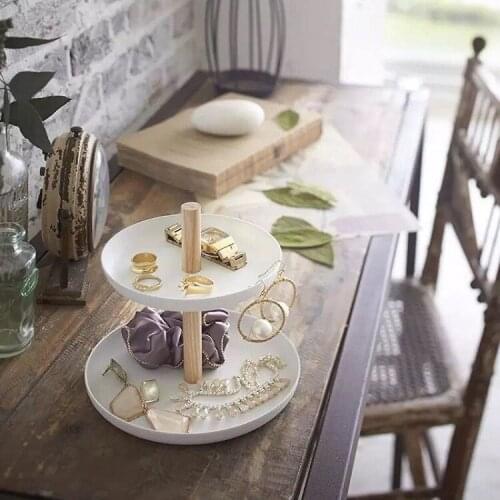 White Metal Two Tier Cake Cupcake Stands for Home Wedding Birthday Baby Shower Party Tableware Home Entrance Table Storage Tray