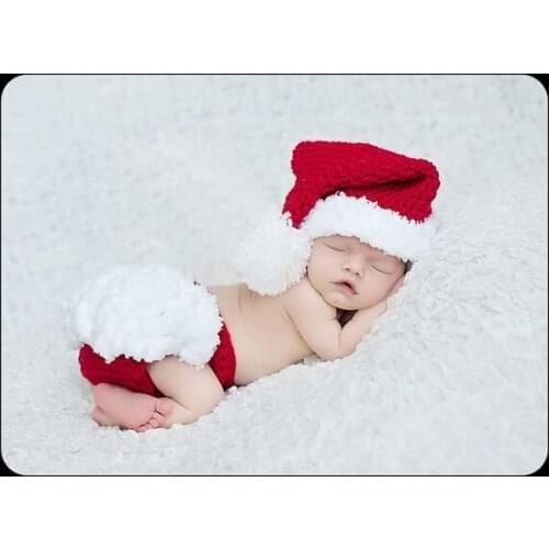Free shipping,Cute baby red Christmas modelling Hat and nappy cover set, 0-3 Months, newborn photography prop