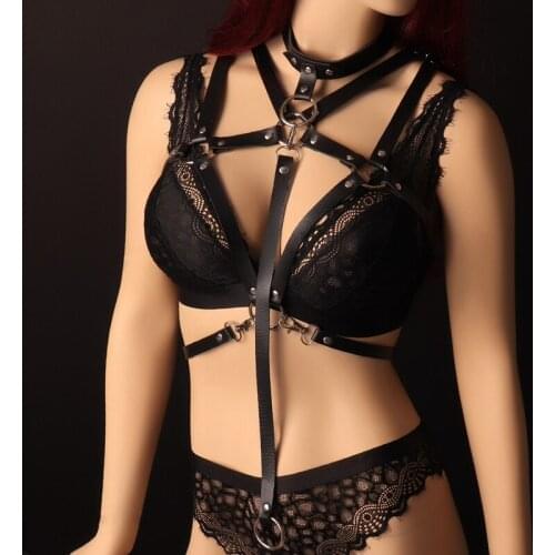 Faux Leather BDSM Bondage Cage Sex Toy Sexy Underwear Set Body Harness Lingerie Chest Sculpting Sword Belt Suspenders Club Rave
