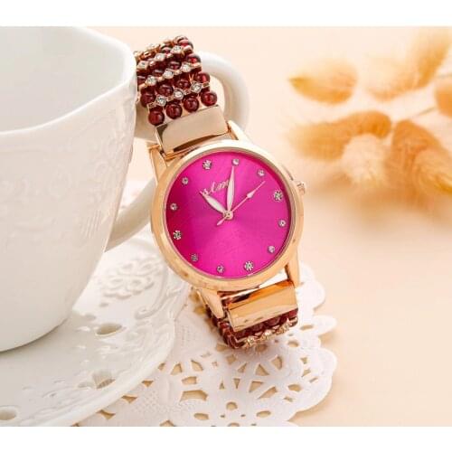 Natural garnet stone bracelet & 33mm watch DIY jewelry for woman waterproof watch for summer beach wholesale
