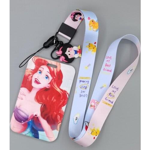 LB1463 Disney Princess Lanyard For Keychain ID Card Cover Pass student Mobile Phone USB Badge Holder Key Ring Accessories