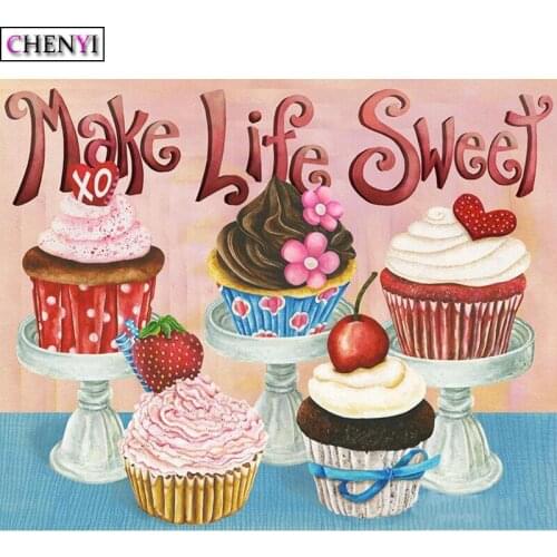 CHENYI 5D Diy Diamond Painting Full Square Strawberry Ice Cream Diamond Embroidery Mosaic Rhinestones Needlework Room Decoration