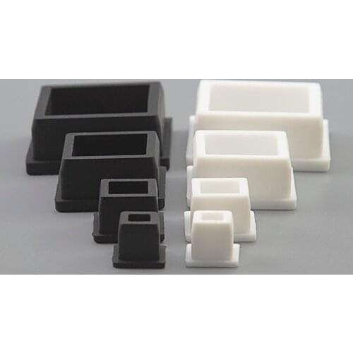 Black/White Square Silicone Rubber End Caps T Type Blanking Plugs Tube Box Section Insert Seal Stopper