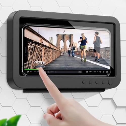 Phone Holder Bathroom Wall Mounted Phone Case Bath Waterproof Storager Box Touch Screen Rack Sealed Shelf Shower Accessories 1pc