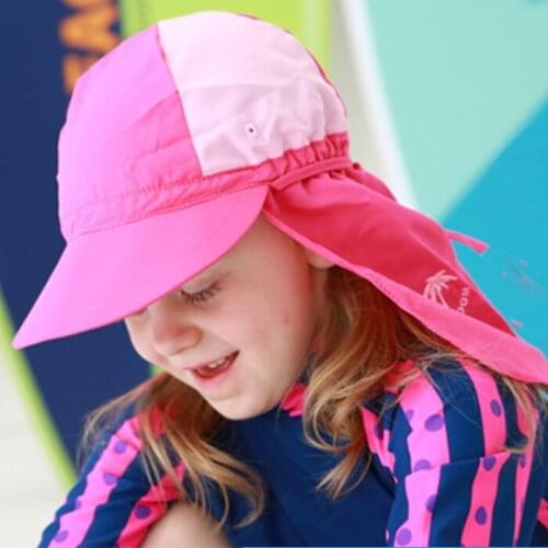 2019 Kids Boy Girl Flap Cap Cartoon UPF 50+ Sun Protection Neck Cover Cap Child Surf Sport Swim Hat