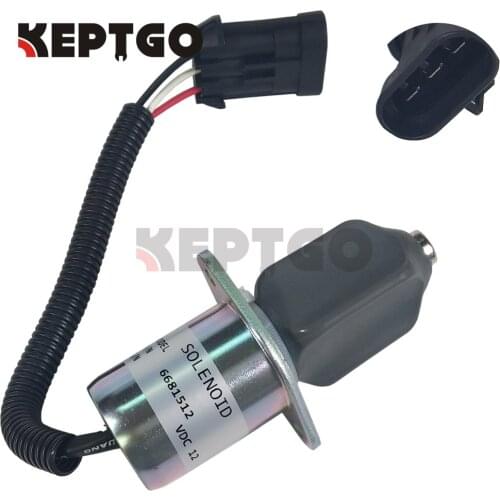 12V Diesel Shutoff Solenoid Valve 6681512 for Bobcat A220 S100 S205 S220 S250 S300 S510 S530 S550 S570 S590 S630 S650 S70 S750