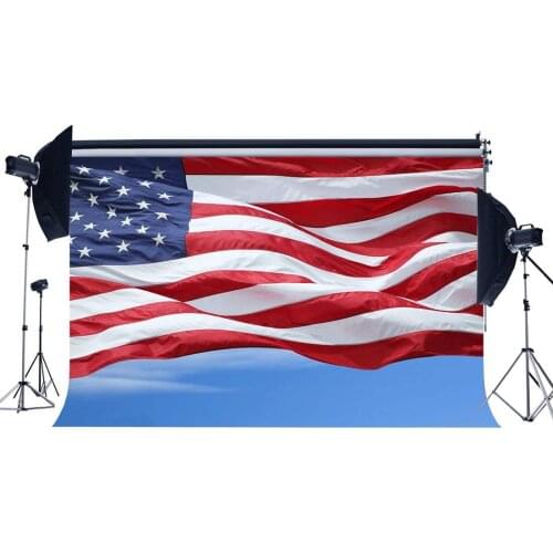 American Flag Backdrop Stars and Stripes Blue Sky White Cloud Nature Background