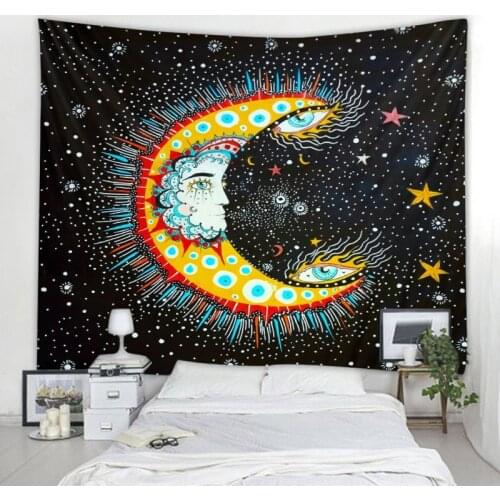 Sun and moon hippie tapestry hand-painted illustration wall hanging mandala bohemian home decoration yoga mat beach mat