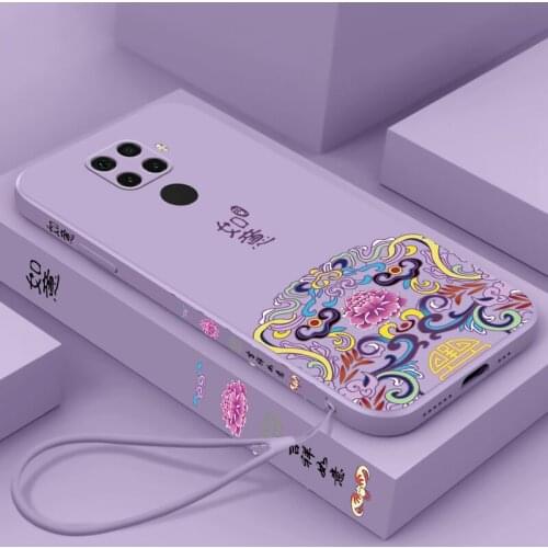 Chinese Auspicious Retro Palace Soft Gel Liquid Silicone Phone Cases For Huawei Nova5i Pro Casing With Phone Straps
