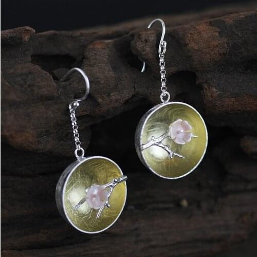Classic Plum Flower S925 Sterling Silver Earrings