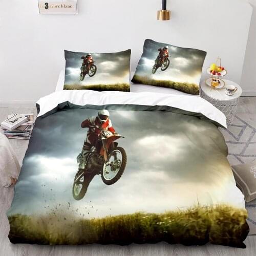Extreme Sport Off-road Stunt Motorcycle Bedding Set Single Twin Full Queen King Size Bed Set Childrens Bedroom Duvetcover 006