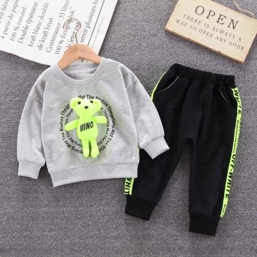 Baby Boy Clothing Sets Spring Autumn Bear shirt+Pants 2Pcs/sets Toddler Casual Costume Kids Tracksuits