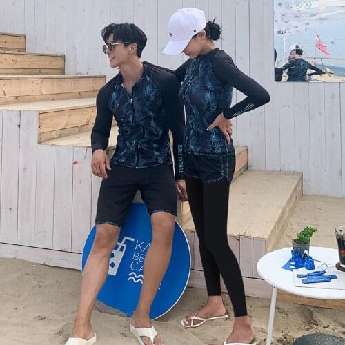 Swimwear 2020 Sports Swimsuit Tops Womens Summer Women Rash Guard Windsurfing Diving Korean Couple Split Men Long Sleeve