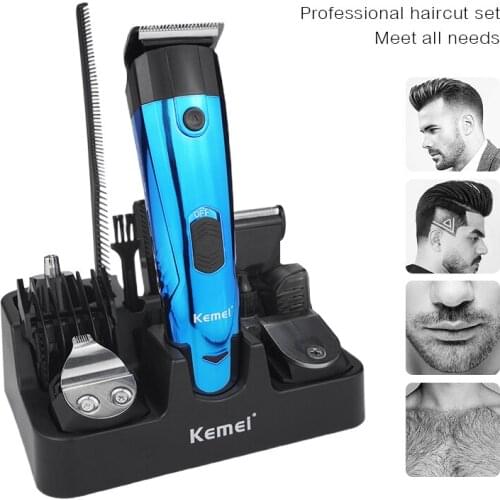 Kemei Barber 6 In 1 Electric Hair Clipper Wireless Professional Barber Trimmer for Men Electric Beard Cutter Hair Machine F35