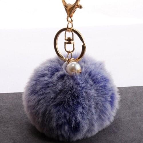 Cat Fur Ball Key Chain Lovely Fluffy Dog Cartoon Owl Soft Pompom Animal Tail Fur Ball Auto Pearl Keychain Women Key Ring Gifts