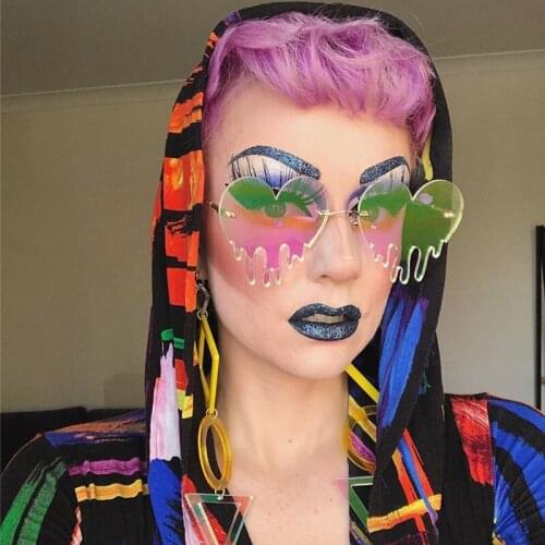 Fashion Heart Punk Sunglasses Women 2020 Tears Shape Steampunk Sunglasses Unique Vintage Rimless Eyewear UV400 Oculos Feminino