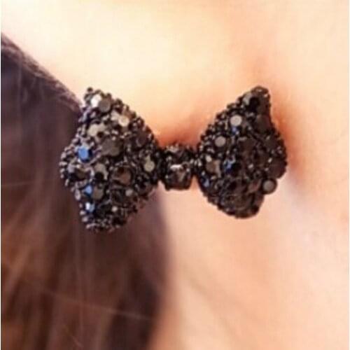 Fashion Jewelry Womens Black Earrings Cute Bow Tie Alloy Jewelry Bohemian Statement Earrings