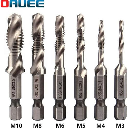 Drill Titanium Plated Hex Shank HSS Screw Thread Metric Tap Drill Bits Screw Machine Compound M3 M4 M5 M6 M8 M10 Hand Tools