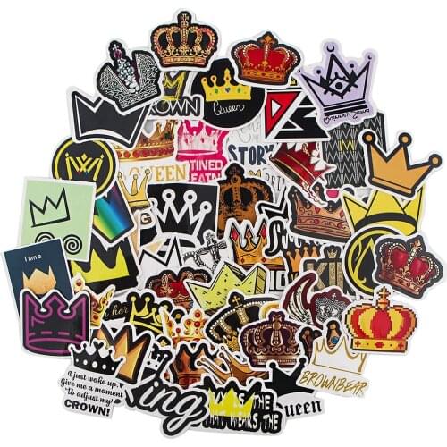 10/53PCS Crown Stickers Waterproof Suitcase Notebook Skateboard PVC Sticker Refrigerator Naklejki