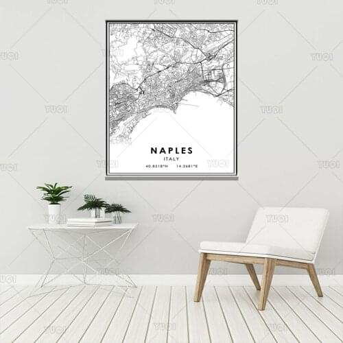 NAPLES Italy Black and White Map Poster Map print MapPoster Picture Home Decor Wall Pictures