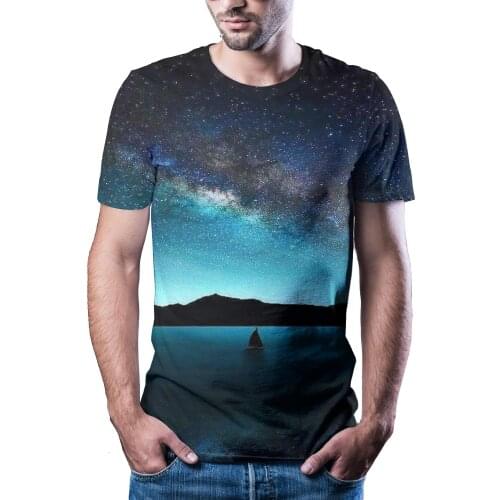 New T -Shirt Men High -Quality Men 'S T -Shirt Short -Sleeved Landscape 3d Printed Men 'S T -Shirt Fashion Handsome T -Shirt
