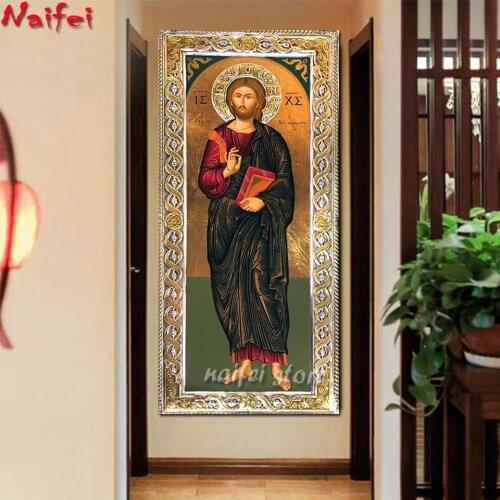 5d full square round diamond painting large size The Christ,Orthodox Icon mosaic diamond embroidery cross stitch home decor