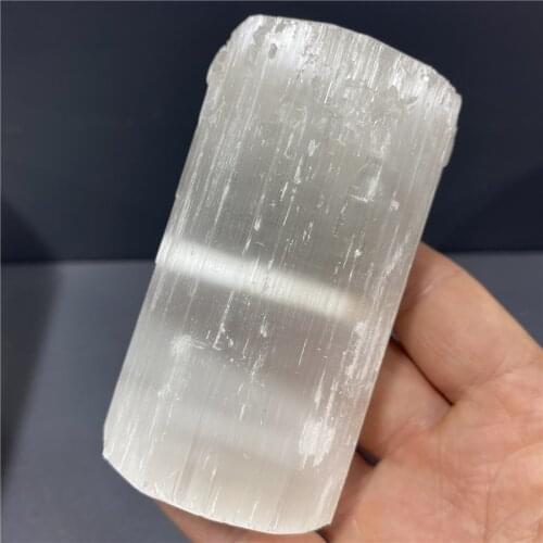 Natural Moroccan Cat Eye Selenite Transparency Gypsum Cylinder Energy Stone Purify The Magnetic Field Crystal Healing