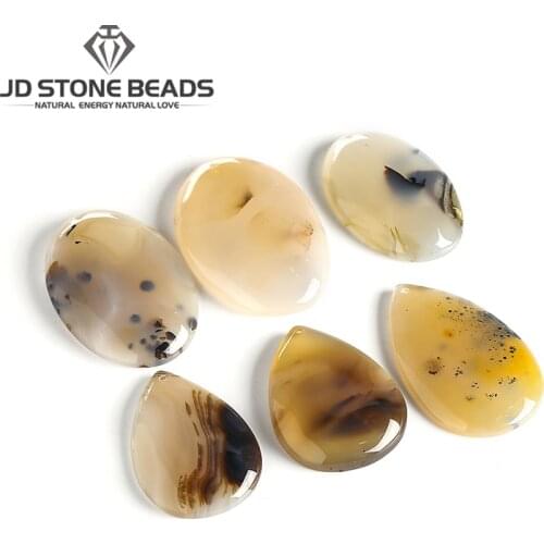 Natural Ocean Chalcedony Plants Agate Drop/Oval Shape Charms Pendants For DIY Necklace Making Personal Design Gifts