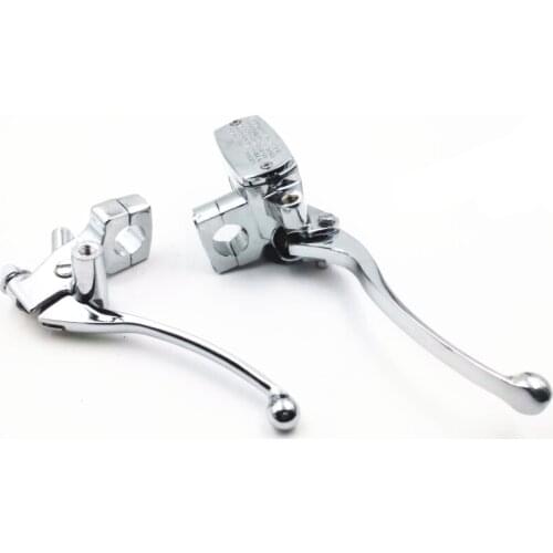 2x Motorcycle Control Reservoir Chrome Brake Clutch Levers 1" 25mm Handlebar 14mm Bore Touring Cruiser Chopper