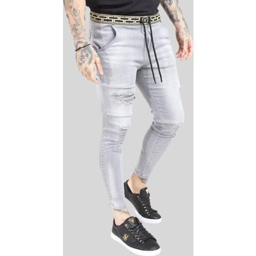 SikSilk Elasticed Distressed Mens Denim Jeans