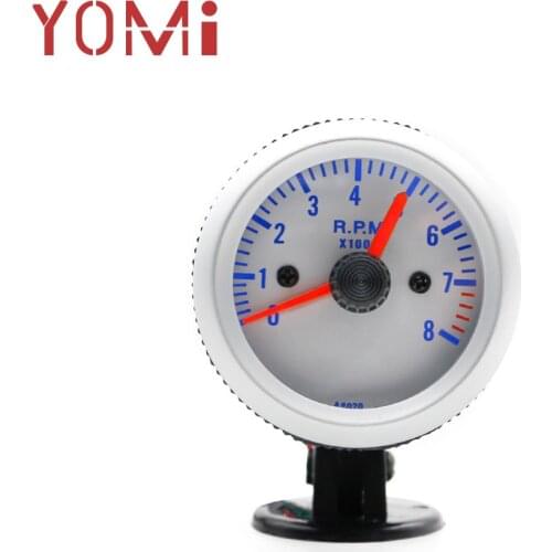 YOMI 2"52mm 12V Auto Car Tachometer RPM Gauge 0~8000 RPM Meter Fit 4 6 8 Cylinder White LED Auto Car Gauge Meter Gauge Pod
