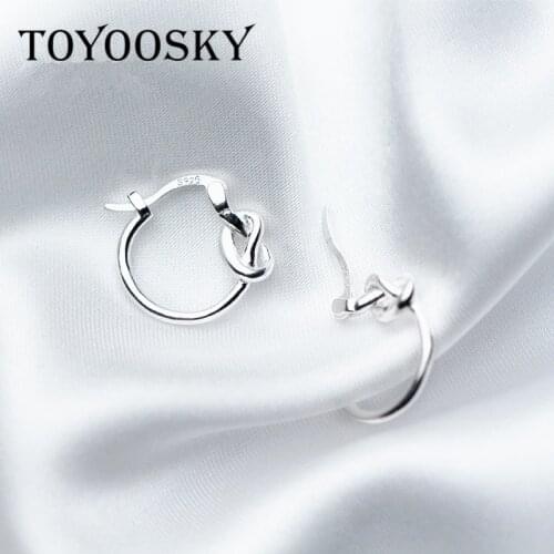 TOYOOSKY 925 Sterling Silver Knot Shape Tiny Cute Ear Clip Earrings For Women Girls Kids Gift Sterling-Silver-Jewelry