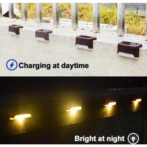4 PCS LED Solar Path Stair Outdoor Light Garden Yard Fence Wall Landscape Lamp Solar Light Outdoors Rechargeable