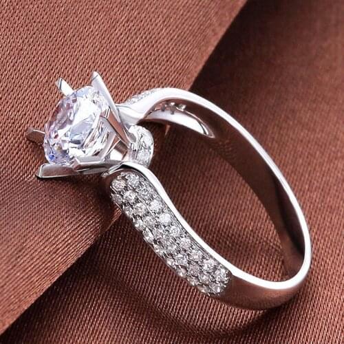 WYJZY Unique inlaid zircon ladies exquisite ring bride wedding engagement jewelry anniversary gift