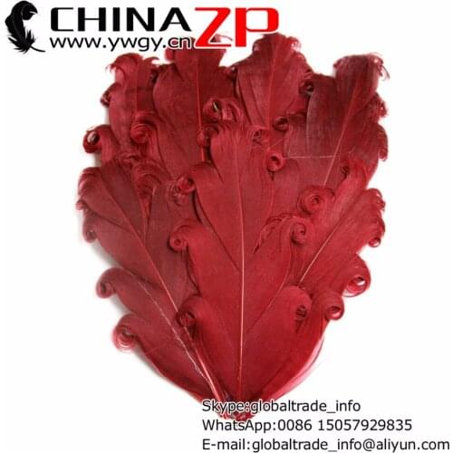 Leading Supplier CHINAZP Factory 50pcs/lot Top Quality Dyed Cranberry Curled Goose Nagorie Feather Pad