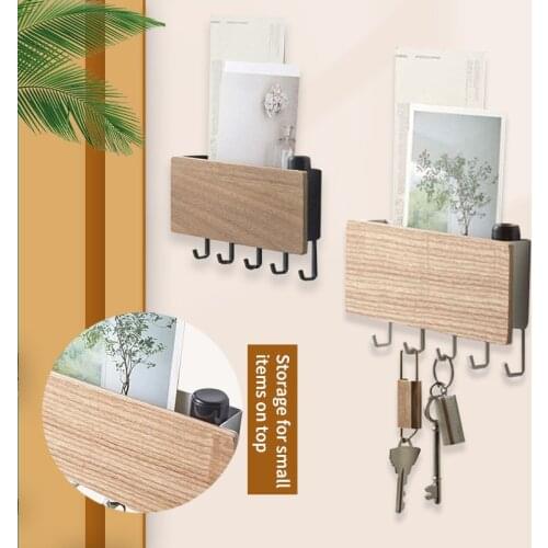 Key Hanger Holder Storage Box Bedroom Hook Rack 5 Hooks Display Storage Picture Organizer Shelf Magazine Book Show Home Decor