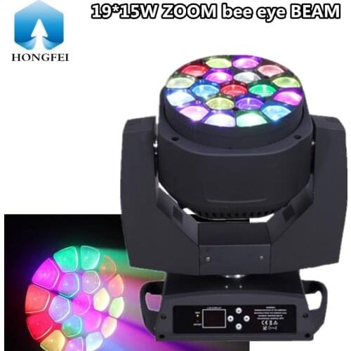 LED19*15W zoom moving head light rotating bee eye beam light stage dj lamp (single point control)