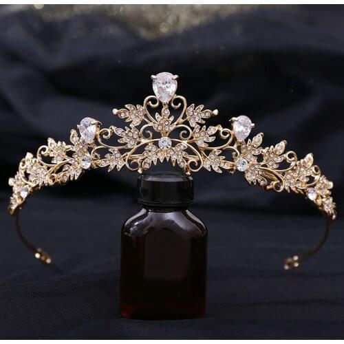 Floralbride Alloy Rhinestone Crystal Cubic Zircon Wedding Tiara Crown Bridal Hair Accessories Bridesmaids Princess Women Jewelry