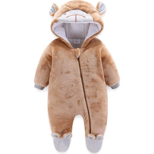 Newborn Baby Winter Hoodie Clothes r Infant Baby Girls Pink Climbing New Winter Outwear Rompers 3m-18m Boy Jumpsuit