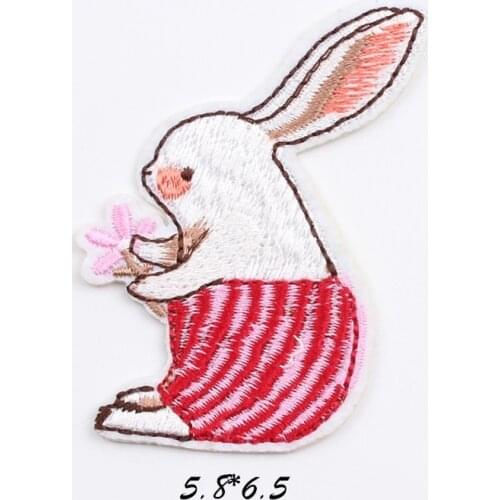 10pcs Iron On Cute Rabbit Stickers DIY Embroidered Animal Patches For Jeans Backpack Jacket Sweater Pants hats Decorative Badge