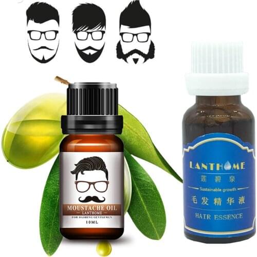 2Pcs Lanthome Beard Growth oil Thicker Essence Fast eyebrow hair grow products for men alopecia Chest Mustache Treatment Serum