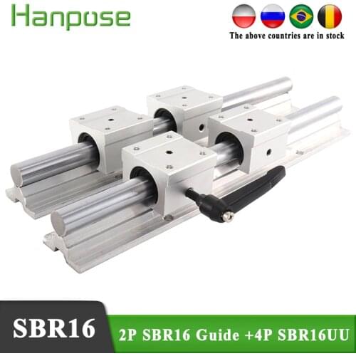 2pcs SBR16-L linear guide+ 4 pcs SBR16UU Linear rail shaft support linear bearing blocks for CNC parts
