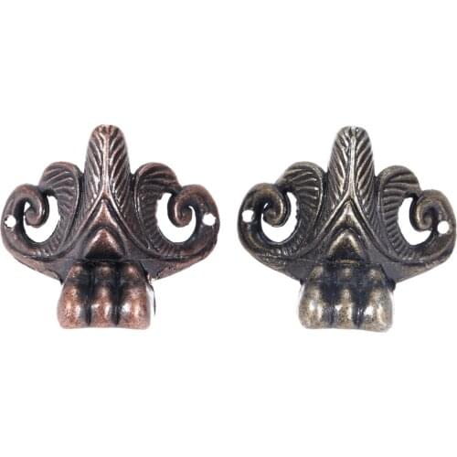 4pcs Vintage Animal Feet Corners Decor Leg w/screw Jewelry Wood Box Edge Cover Protector Guard Antique Bronze Copper Old Chinese