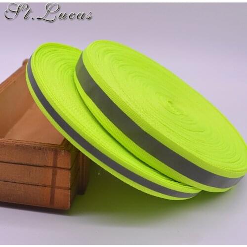 New 5yd/lot Fluorescent Green Reflective Fabric Ribbon Webbing Tape Strip Edging Braid Trim Sew On Tape garment accessories DIY