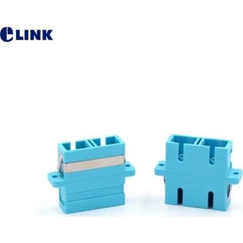 60pcs SC duplex adapter OM3 aqua fiber optic adapter ftth coupler MM SC-SC upc dual free shipping ELINK IL