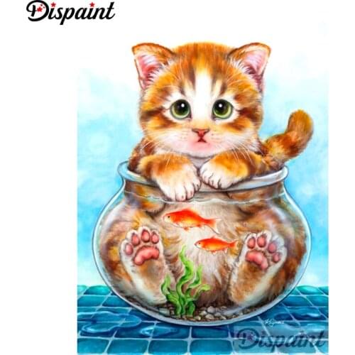 Dispaint Full Square/Round Drill 5D DIY Diamond Painting "Animal cat scenery" Embroidery Cross Stitch 5D Home Decor A11512