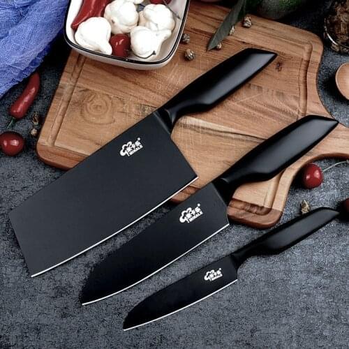 Non-Stick Kitchen Knife Sets 4Cr14mov Stainless Steel Kitchen Chef Knives Set Nakiri Santoku Paring Knife 3 Pcs Set Cooking Tool